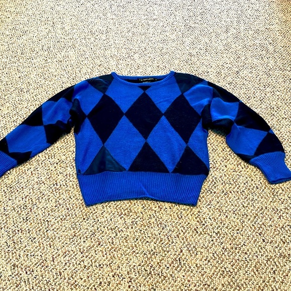 Vintage I. B. Diffusion Blue & Black Crewneck Sweater. Medium Y2K - Picture 1 of 4